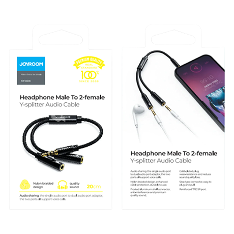 JOYROOM Headphone Male to 2-Female Audio Cable SY-A04
