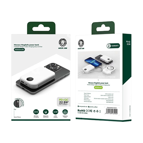 Green Lion  Monaco Magsafe Power Bank, 22.5W, White
