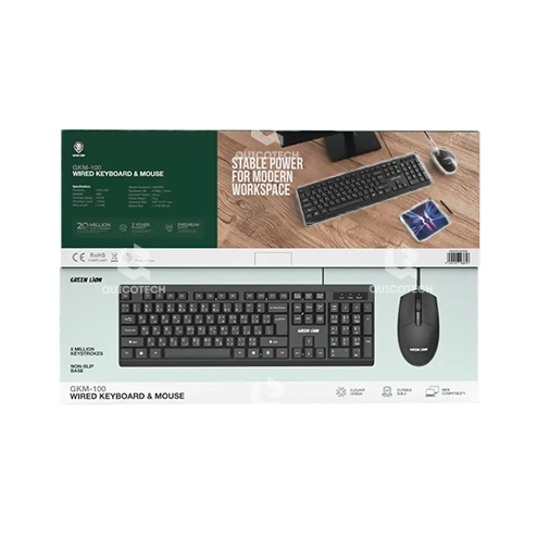 GREEN LION GKM-100 WIRED KEYBOARD & MOUSE