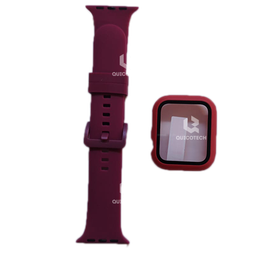 [7304-MO] Band Watch And Cover For High Copy, Dark Red,44mm